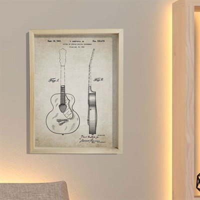 Doğal Çam Çerçeveli Duvar Tablosu Akustik Gitar Patenti 1941